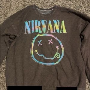 long sleeve nirvana crewneck sweater